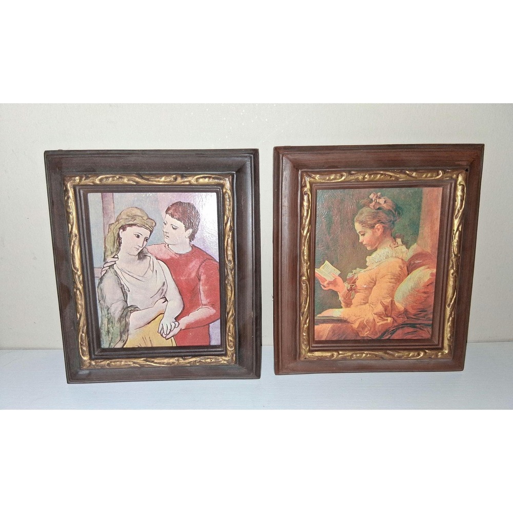 Vintage Academic Color Miniatures Framed Art Set – Picasso & Fragonard